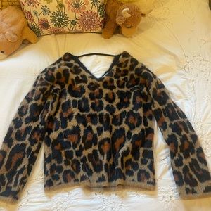 Fuzzy leopard print sweater